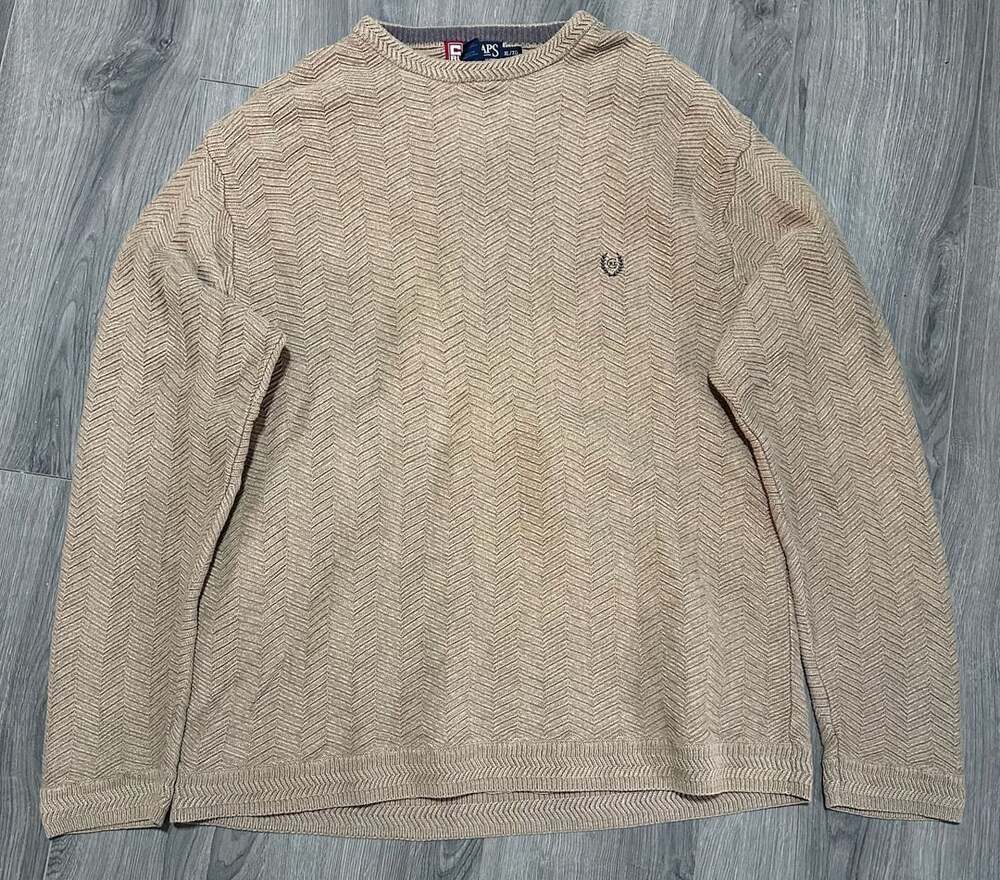 Vintage Chaps Ralph Lauren Sweater Size XL Tan Chevron Knit Pullover